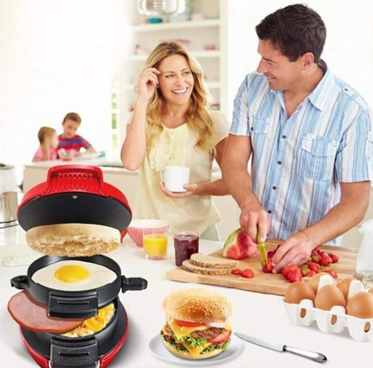 Aparat de Făcut Burgeri, Burger Maker RAF, 600W, Rosu