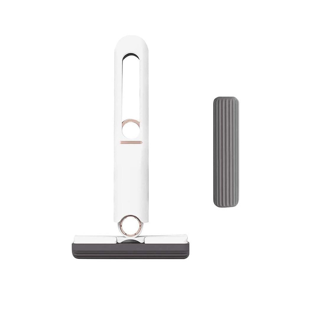Mini Mop cu Sistem Autostoarcere, Portabil, Multi-Suprafete, Geamuri, Alb