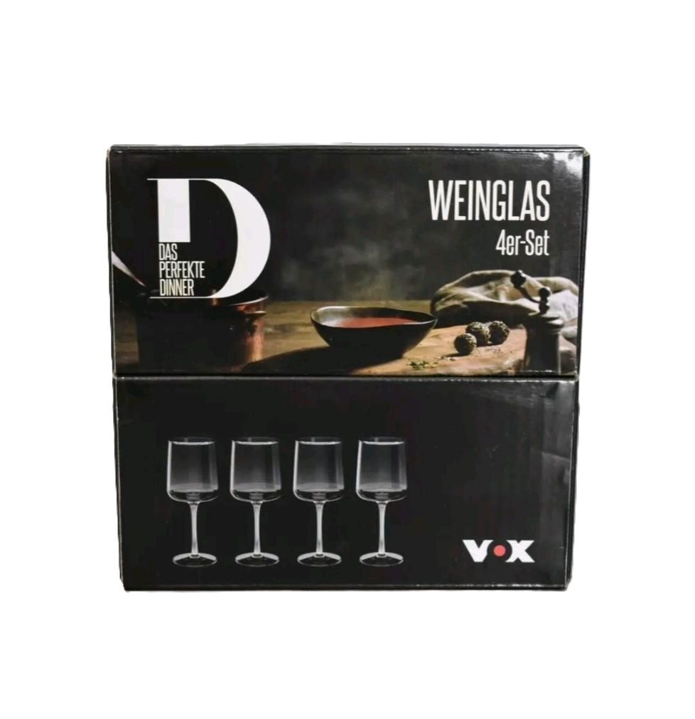 Set 4 Pahare Vin The Perfect Dinner - VOX, 340 ml, Sticlă Fumurie Negru