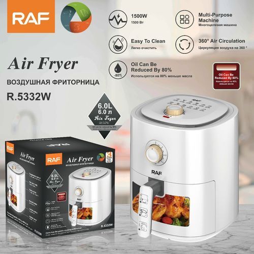 Friteuza Air Fryer RAF R.5332W cu aer cald, fara ulei, capacitate 6L, 12 Programe, 1500W