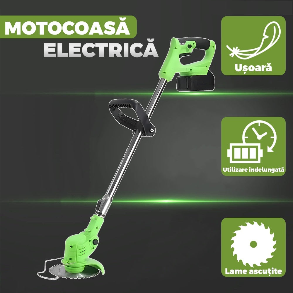 Coasa electrica de tuns gazonul fără fir, 48V, 8000mAh, cu lame interschimbabile și înălțime reglabilă