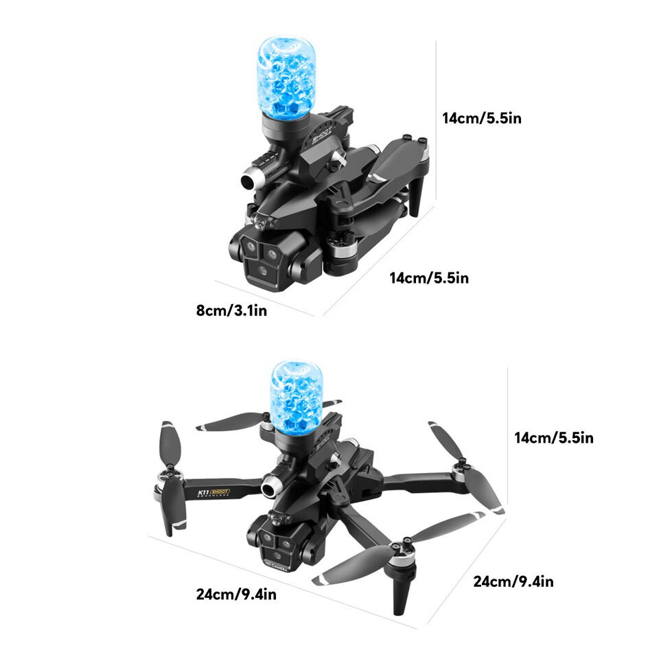 Drona SPIKO K11 Shoot, 3 Camere, HD 1080P, Bombite Apa, Evitare Obstacole, Control APP