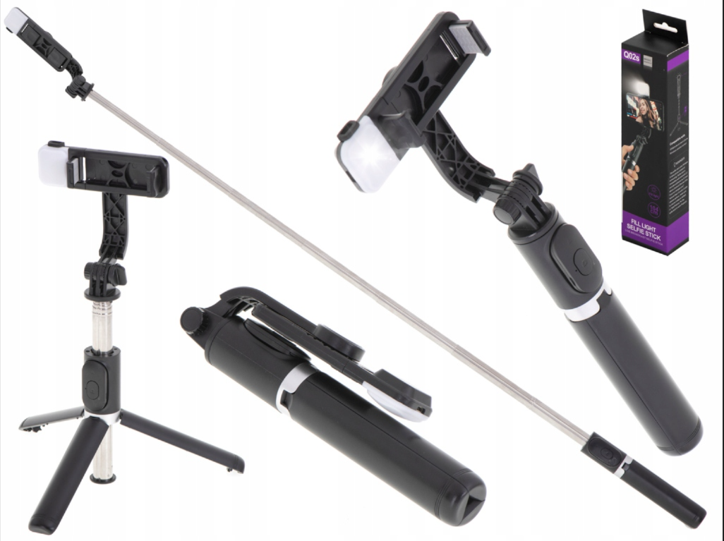 Selfie Stick cu Lampa LED și Telecomandă Bluetooth, Tripod Multifuncțional