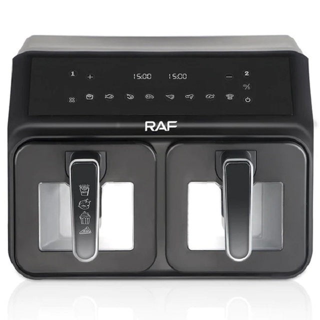 Friteuza digitala cu aer cald RAF R.5377, 2 cosuri cu geam, 9 litri, 2200 W, 9 Programe, Touch screen