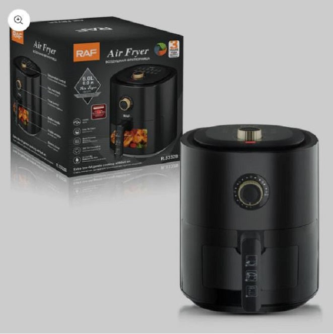 Friteuza cu aer cald, Air Fryer RAF R.5332B, Capacitate 6L, 12 Programe, 1500W, Negru