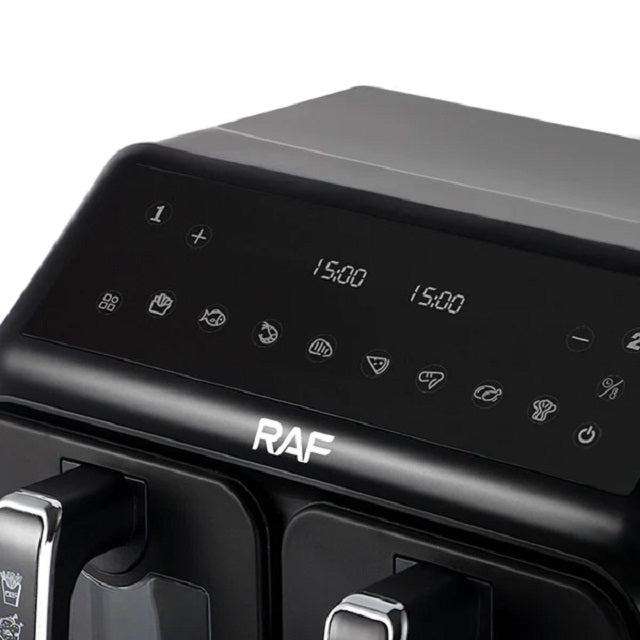 Friteuza digitala cu aer cald RAF R.5377, 2 cosuri cu geam, 9 litri, 2200 W, 9 Programe, Touch screen
