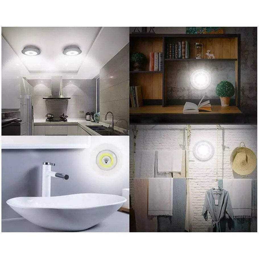 Set 3 Lămpi LED Wireless cu Telecomandă și Temporizator, 2 trepte de lumina, 3x1W, Alb