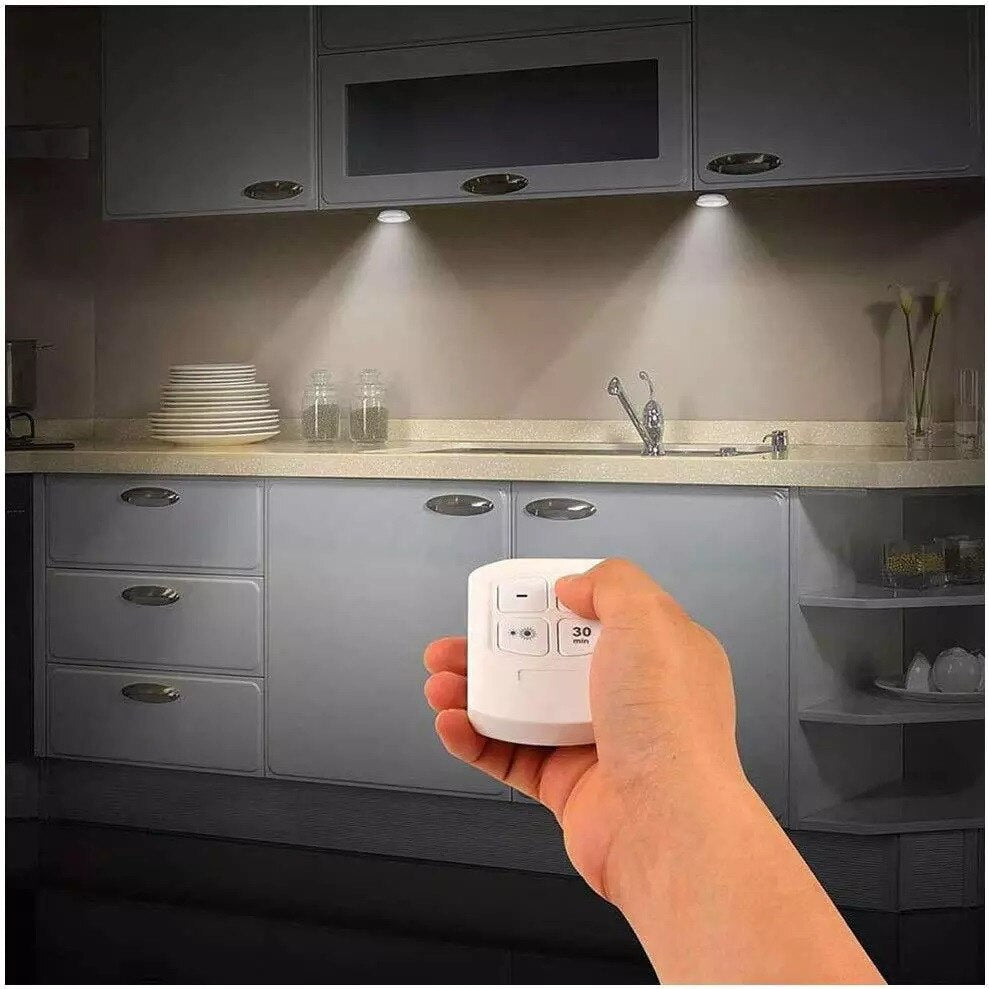 Set 3 Lămpi LED Wireless cu Telecomandă și Temporizator, 2 trepte de lumina, 3x1W, Alb