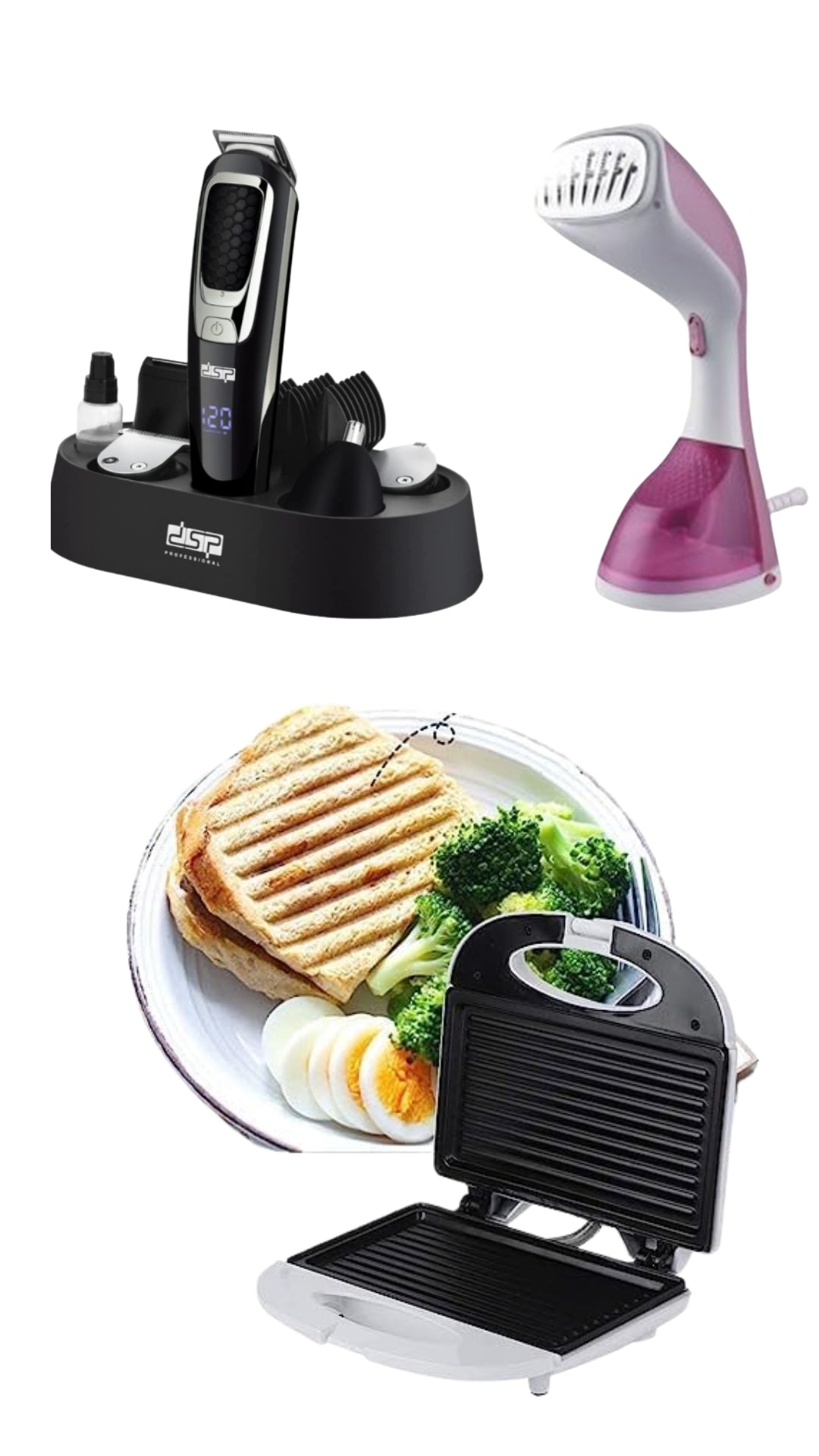 Super Pachet DSP Pro: Sandwich Maker, Fier Vertical & Grooming Kit, Extra Reducere 15%
