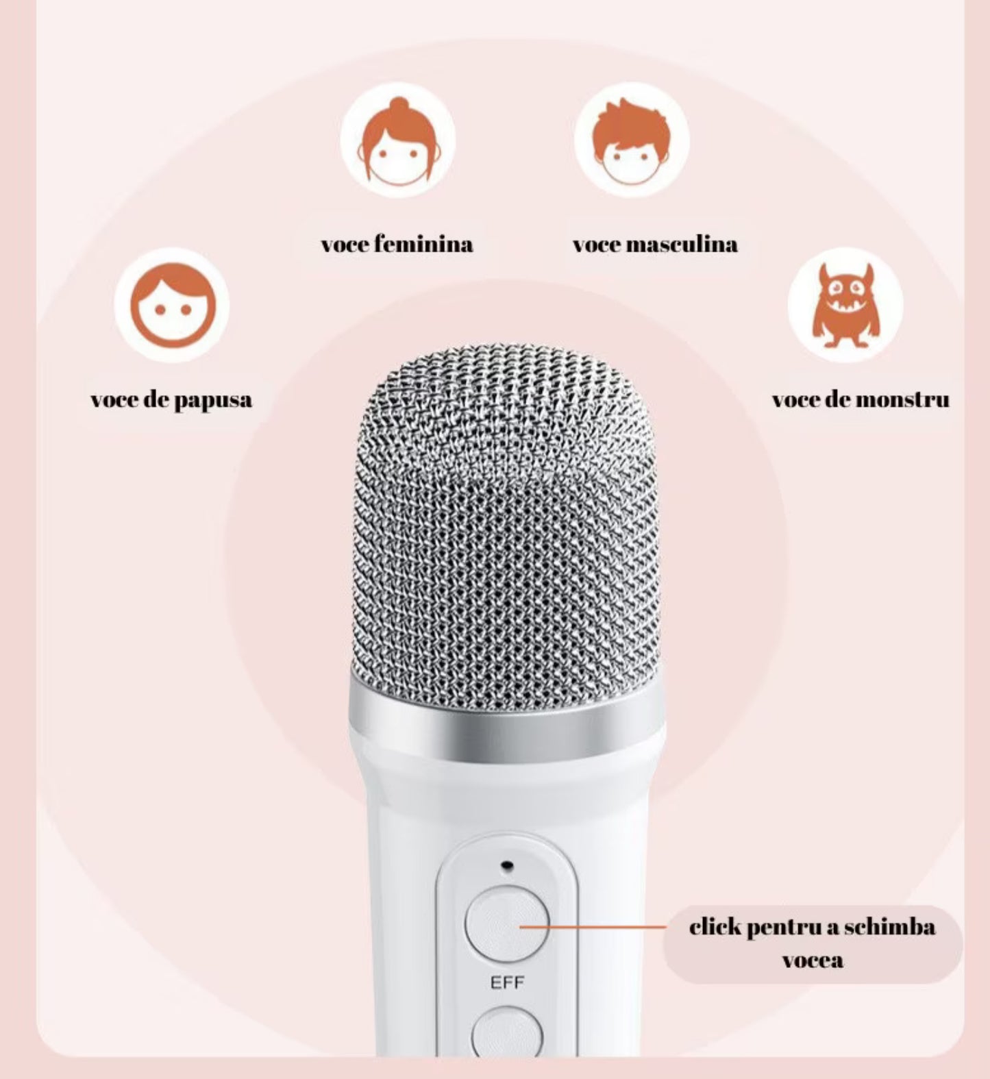 Set Complet Stație Smart Microfon și Boxă Wireless pentru Karaoke cu Lumina RGB Led