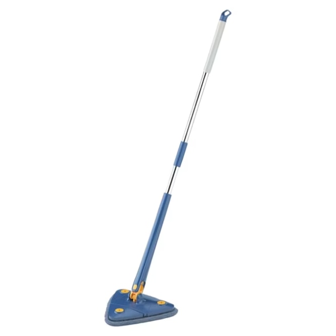 Mop Multifuncțional Triunghiular Rotativ 360°, Pentru Suprafațe Umede și Uscate, cu Lavetă Microfibră și Mâner Telescopic