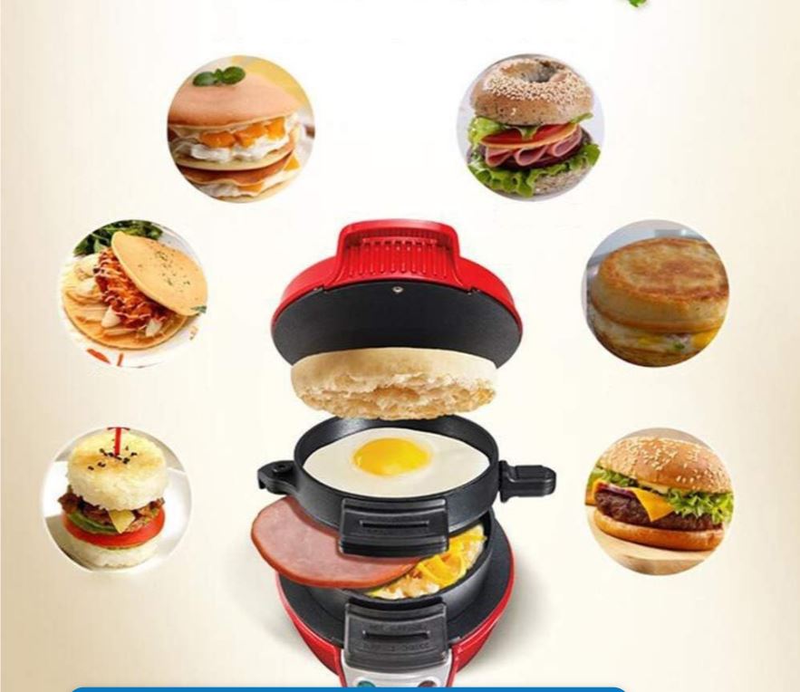 Aparat de Făcut Burgeri, Burger Maker RAF, 600W, Rosu