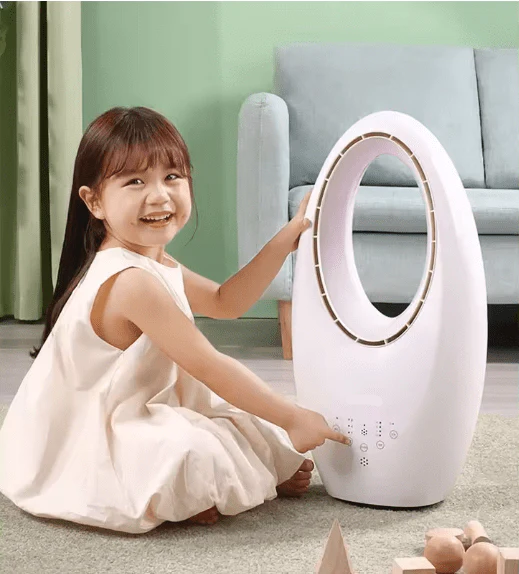 Ventilator si Purificator aer Oscilant fără Palete Tobi, Bladeless, Ultra-silențios, LED, Telecomandă