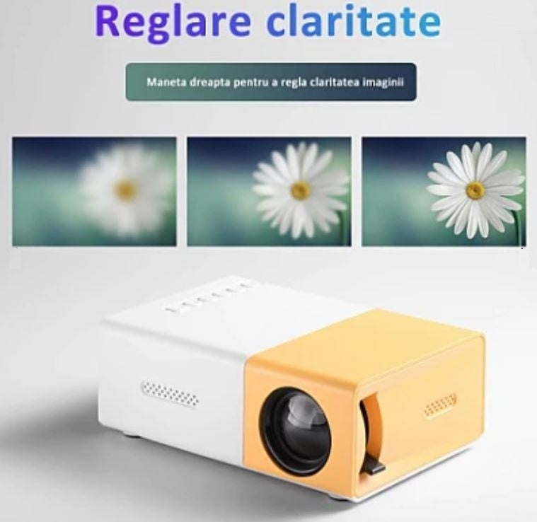 Mini Videoproiector Portabil LED, Full HD, Rezolutie 1920x1080 px, USB/SDcard/Aux, HDMI, AV, Home Cinema