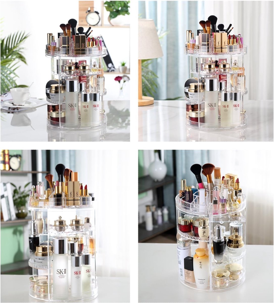 Makeup Organizer Rotativ 360° - Organizator Cosmetică cu 8 Niveluri Reglabile și Capacitate Mare