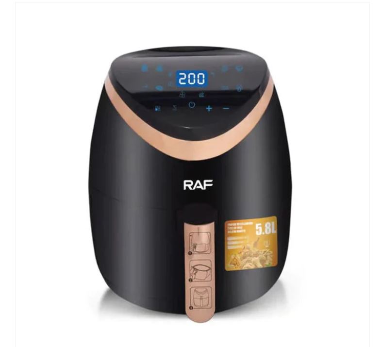 Friteuza cu aer cald Air Fryer RAF R.5234B, fara ulei, Afisaj digital, Touchscreen, 5.8L, 1500 W, Circulatie Aer 360°