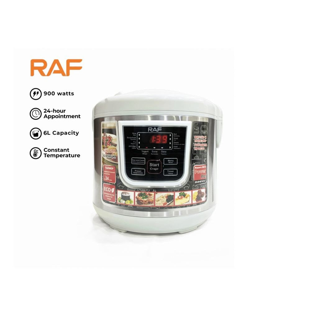 Oala Multicooker RAF R.166W All-in-One 5 Litri, 900 W, Meniu Multifunctional, Programabila, Alb