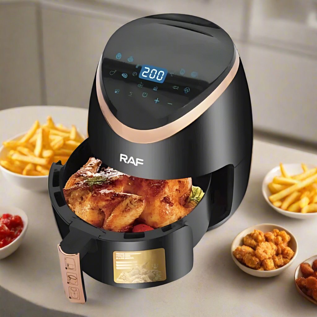 Air Fryer RAF R.5234B II, 6L, 2400W, Friteuză cu Aer Cald, Afișaj Digital Touch, Fără Ulei, Negru