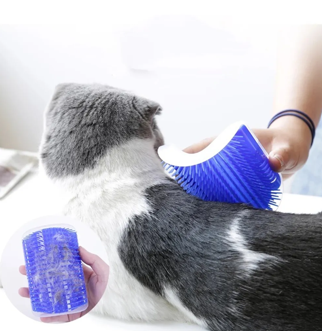 Catnip & Cat Scratcher Combo, Perie Masaj Pisici, Corner Self-Grooming Brush