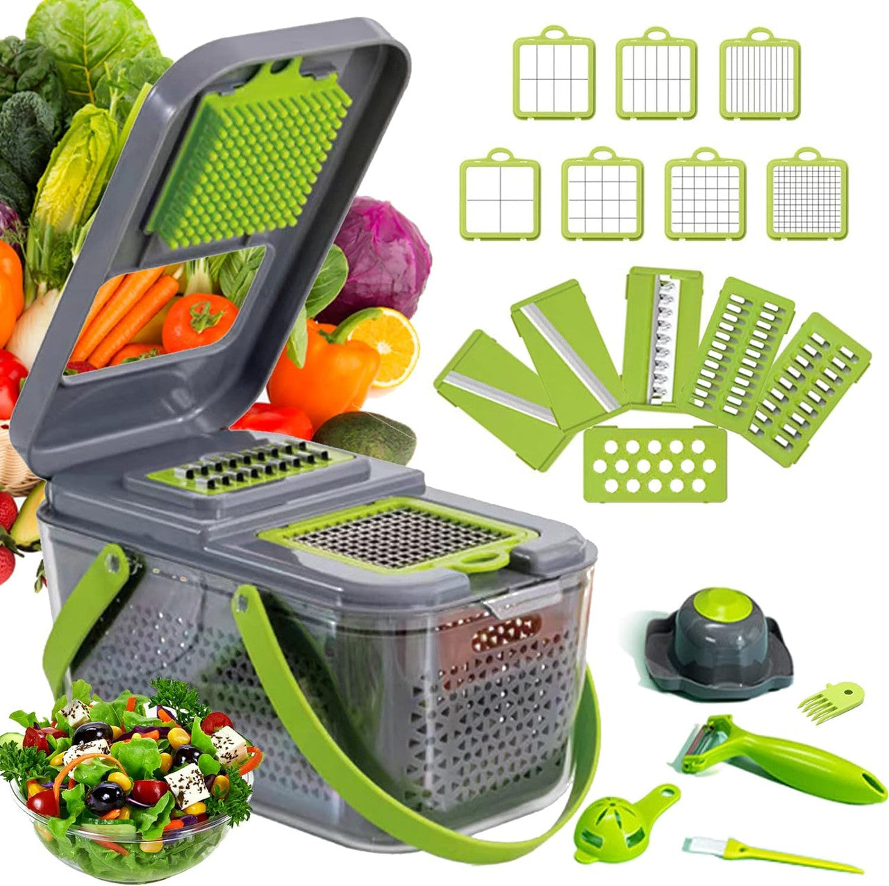 Veggie Slicer Multifuncțional Portabil cu 22 Accesorii