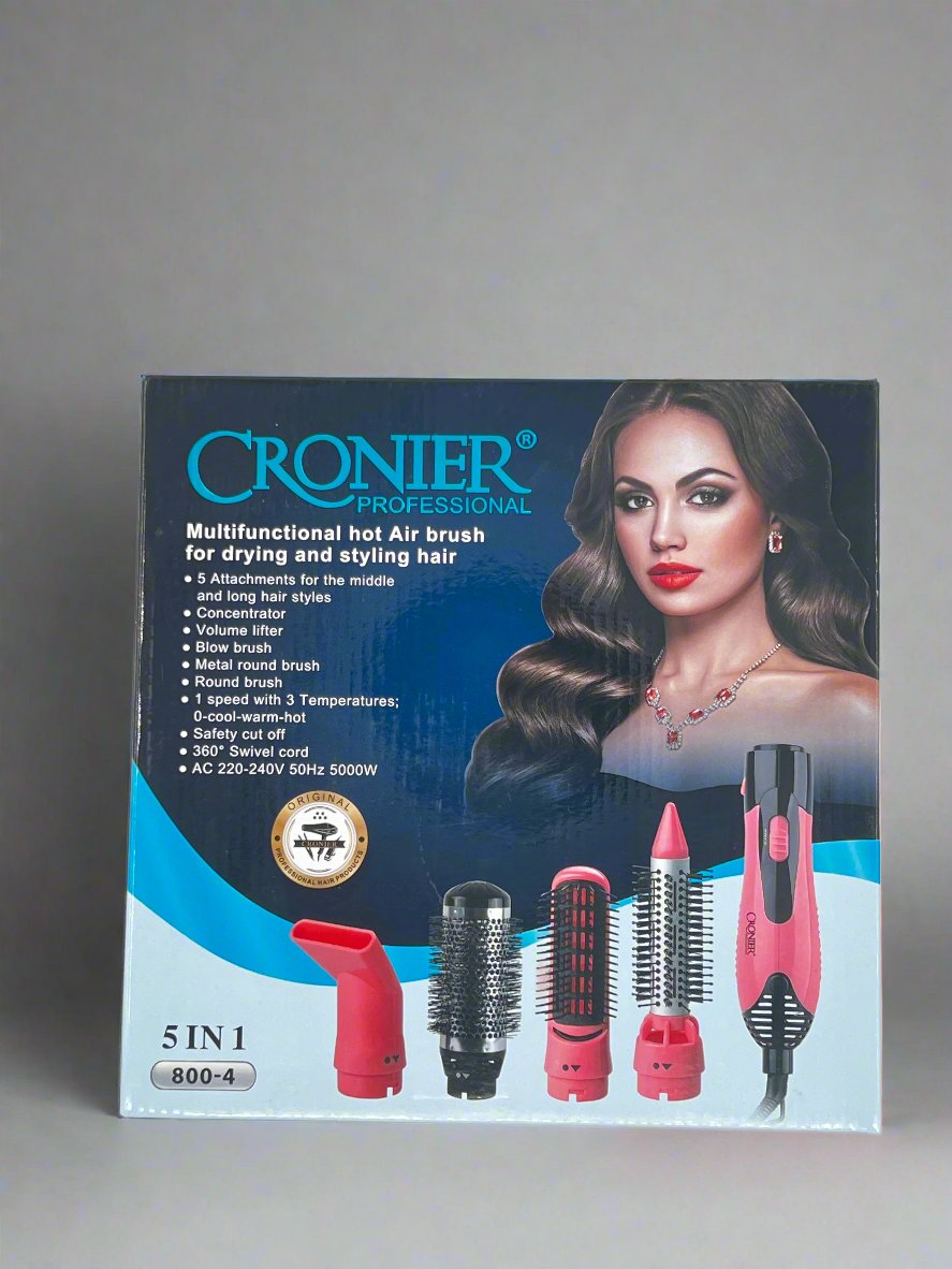 Perie Multifunctionala CRONIER PROFESSIONAL 5 in 1, Calbu Rotativ, Roz