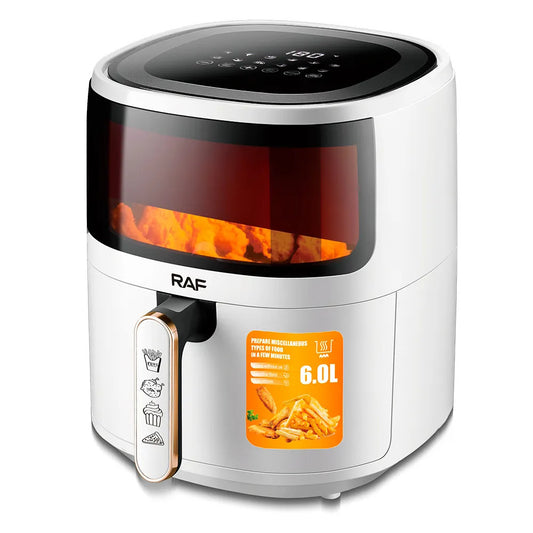 Friteuza Air Fryer RAF R.5330W cu aer cald, Fara ulei, 6 litri, Sticla transparenta, Digital Touch Screen