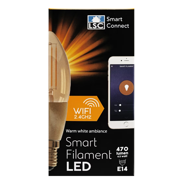 Bec Smart E14 Filament LED LSC, 4.5W, 470 Lumeni, Control Smart WiFi