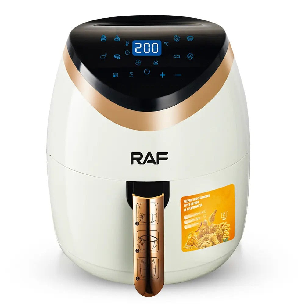 Air Fryer RAF R.5234W, Capacitate 6L, 2400 W, Afisaj digital cu Touch, Alb