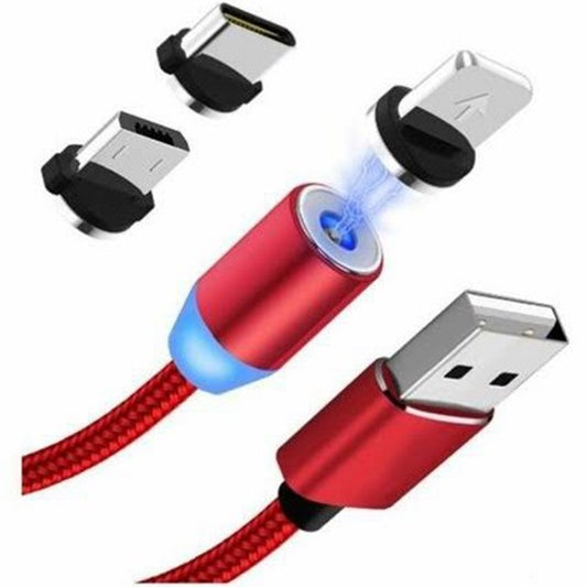 Cablu Magnetic 3 în 1 X Cable, Încărcare Rapidă, Type-C, Micro USB, Lightning, 1m