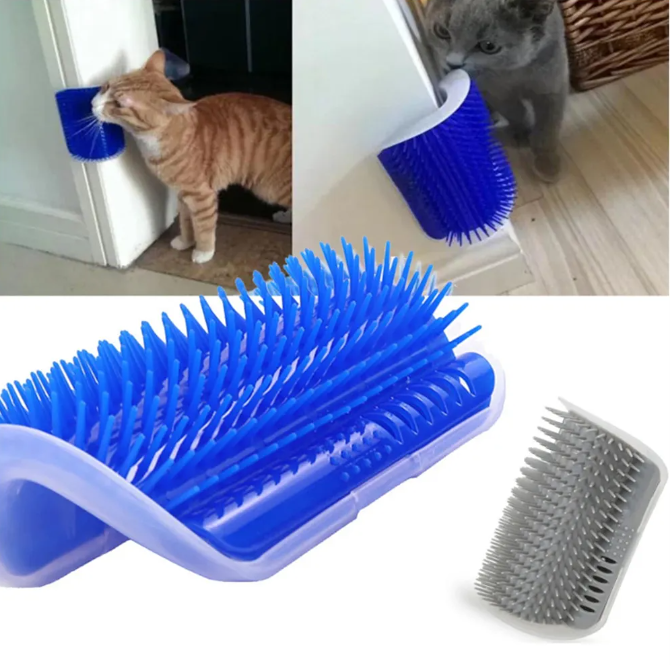 Catnip & Cat Scratcher Combo, Perie Masaj Pisici, Corner Self-Grooming Brush