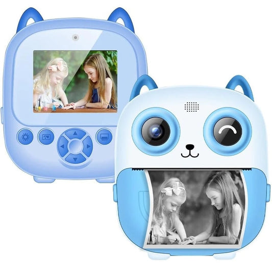 Aparat Foto cu Imprimare 2 in 1, 1080P cu Ecran 2.4 inch, Modalitate Selfie, Functie Printare Instant, Zoom 6x, Dual Lens, Cablu USB-C. Reincarcabil, Copii, Roz