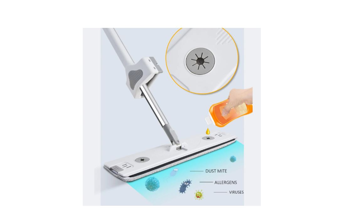 Mop Plat Comercial pentru Curatarea Pardoselilor, Pliabil, Rotativ 360 Grade, Design Eficient si Ergonomic