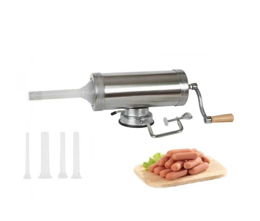 Masina de Umplut și Facut Carnati, Spiko® Vanessa Sausage Maker 2.5 kg/5 lbs, 5 Palnii, Dubla Prindere