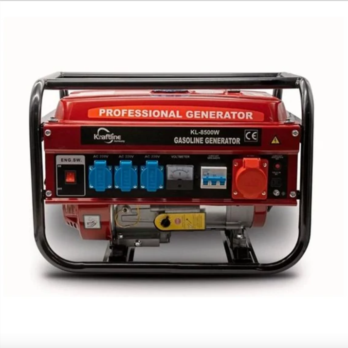 Generator Profesional Kraftline Germany KL-8500W, Benzină, 230/380V, 8500W Output, Voltmetru, 3x220V, 1x380V, 40kg