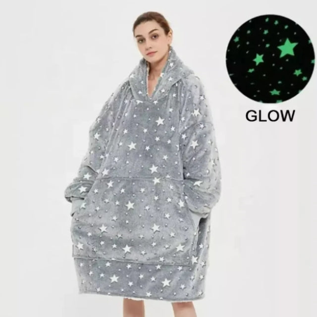 Glow In The Dark Hoodie – Patura cu Gluga pentru Adulti, Moale și Calduroasa