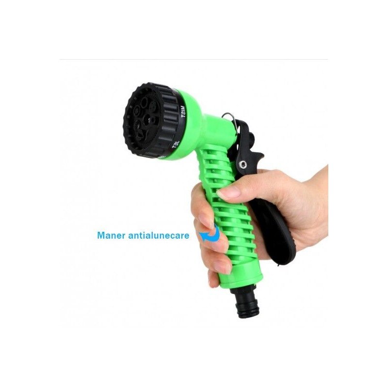 Furtun de Gradina extensibil cu Pistol Multifunctional pentru Udat, Lungime 30m, Verde