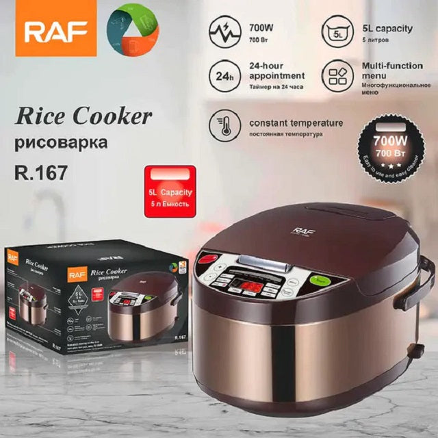 Multicooker RAF R.167 Rice Cooker, Steamer, 5 Litri, Multifunction Menu, 700 W