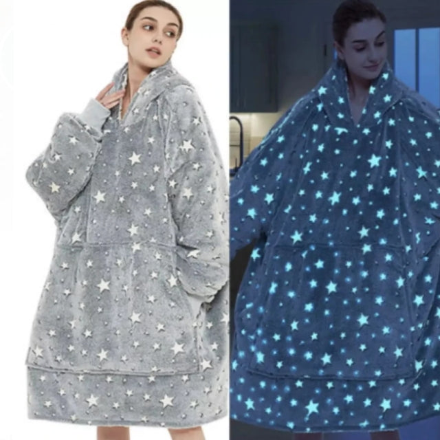 Glow In The Dark Hoodie – Patura cu Gluga pentru Adulti, Moale și Calduroasa