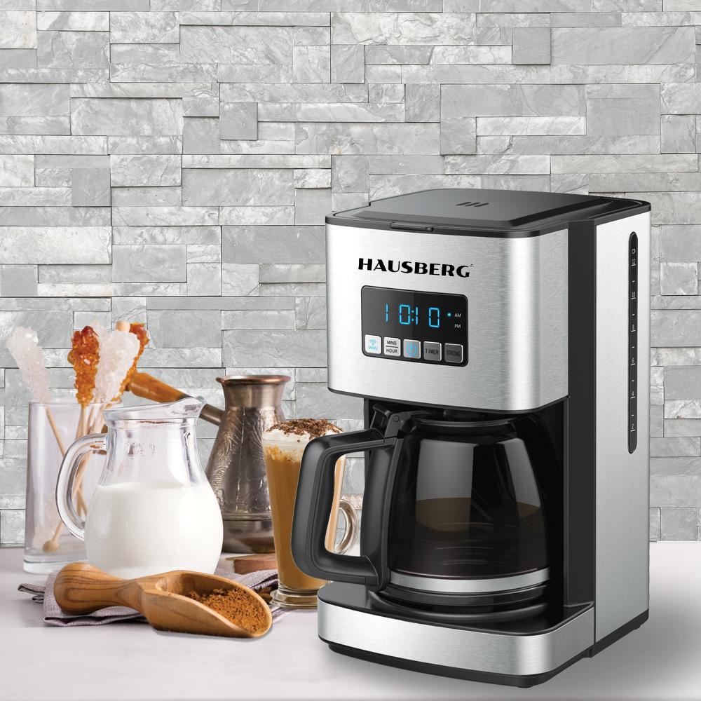 Filtru cafea SMART HAUSBERG HB3755, 1200 W, WIFI, Afisaj LED, Sistem de protectie, 1.8 l, Inox