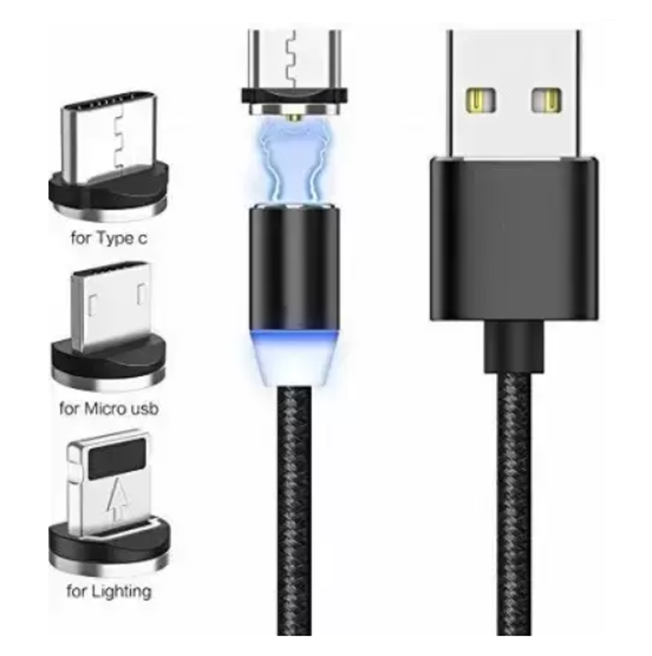 Cablu Magnetic 3 în 1 X Cable, Încărcare Rapidă, Type-C, Micro USB, Lightning, 1m