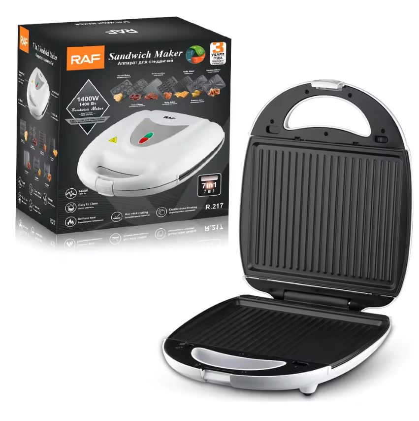 Sandwich Maker RAF R.217, Multifunctional 7 in 1, 1400 W, Non-Stick, Uniform Heat