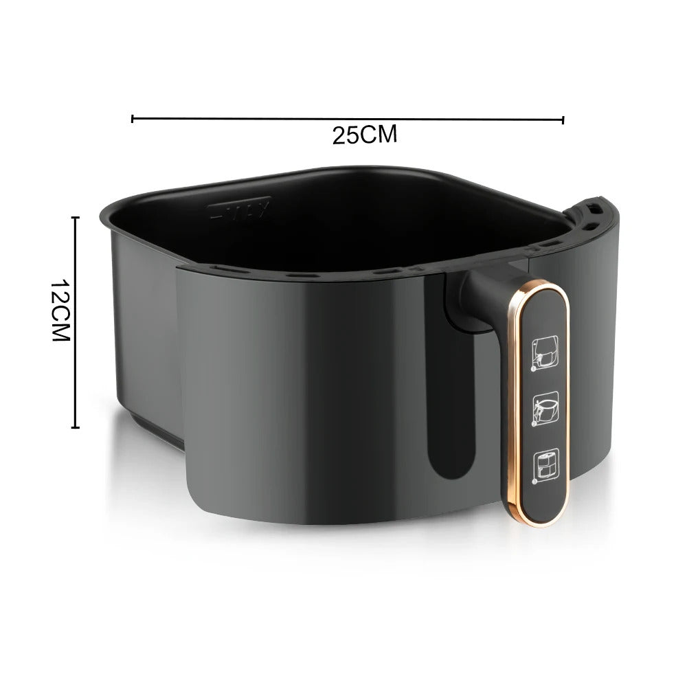 Friteuza Air Fryer cu aer cald RAF R.5330B, Fara ulei, 6 litri, Sticla transparenta, 9 Programe, Digital Touch Screen