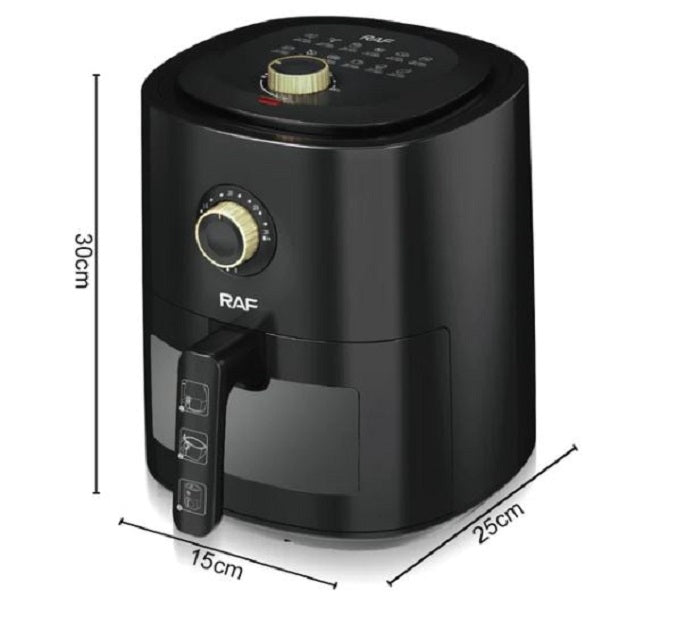 Friteuza cu aer cald. Air Fryer RAF R.5332B II, capacitate 6L, 12 Programe, 2400W, Negru