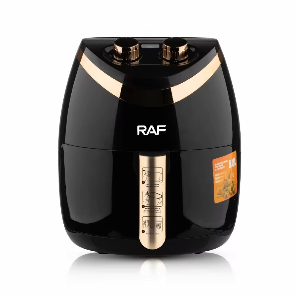 Friteuza Airfryer RAF R.5232B, Capacitate 5.8L, 1500W, Negru