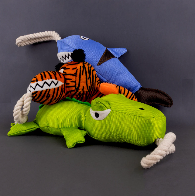 Jucărie pentru Câini Tiger Rope Toy cu Scârțâit - Durabil și Lavabil