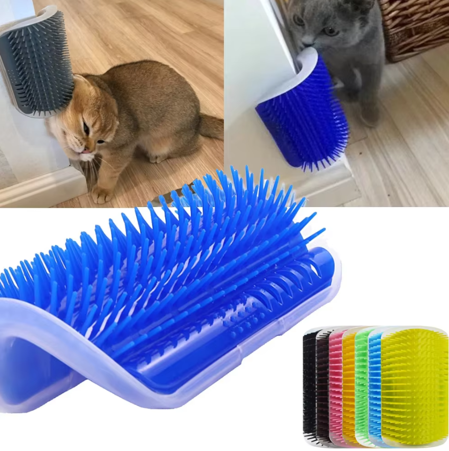 Catnip & Cat Scratcher Combo, Perie Masaj Pisici, Corner Self-Grooming Brush