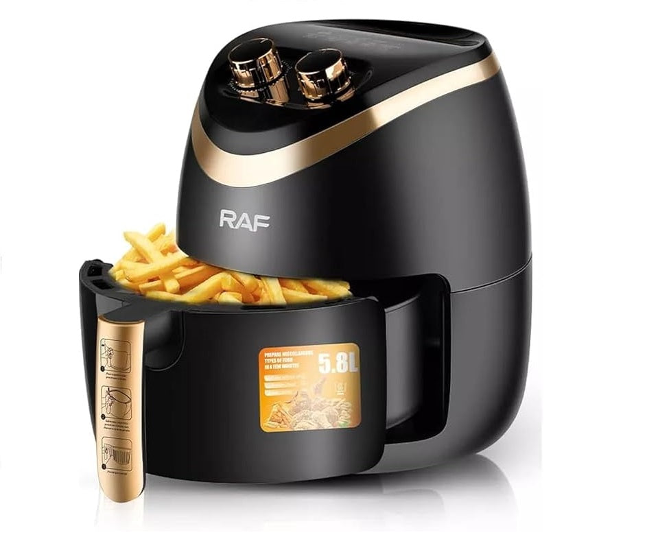 Friteuza Airfryer RAF R.5232B, Capacitate 5.8L, 1500W, Negru