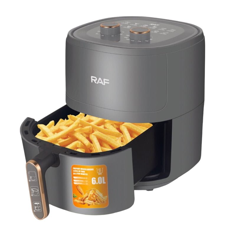 Friteuza cu aer cald, Air Fryer RAF 5325, 6L, 1500W, Gătit fără Ulei, 10 Programe, Negru