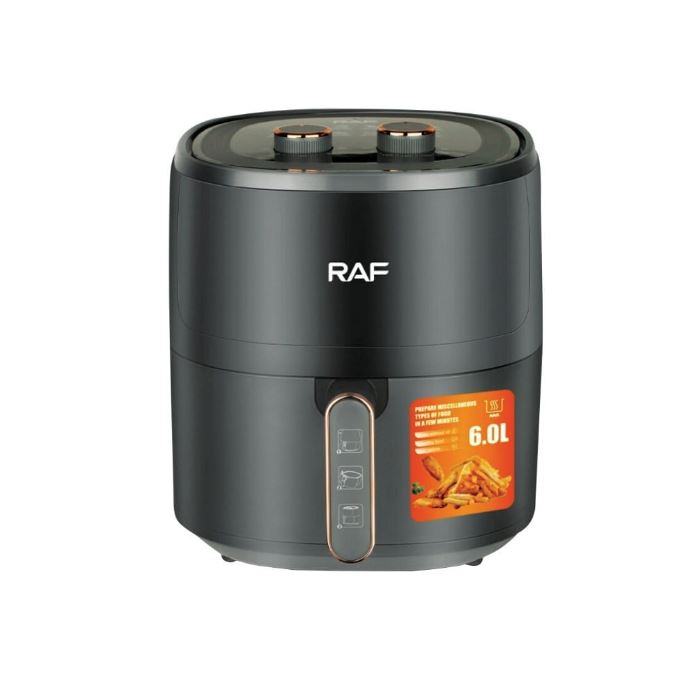 Friteuza cu aer cald, Air Fryer RAF 5325, 6L, 1500W, Gătit fără Ulei, 10 Programe, Negru