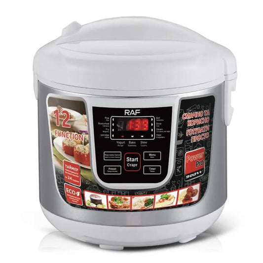 Oala Multicooker RAF R.166W All-in-One 5 Litri, 900 W, Meniu Multifunctional, Programabila, Alb